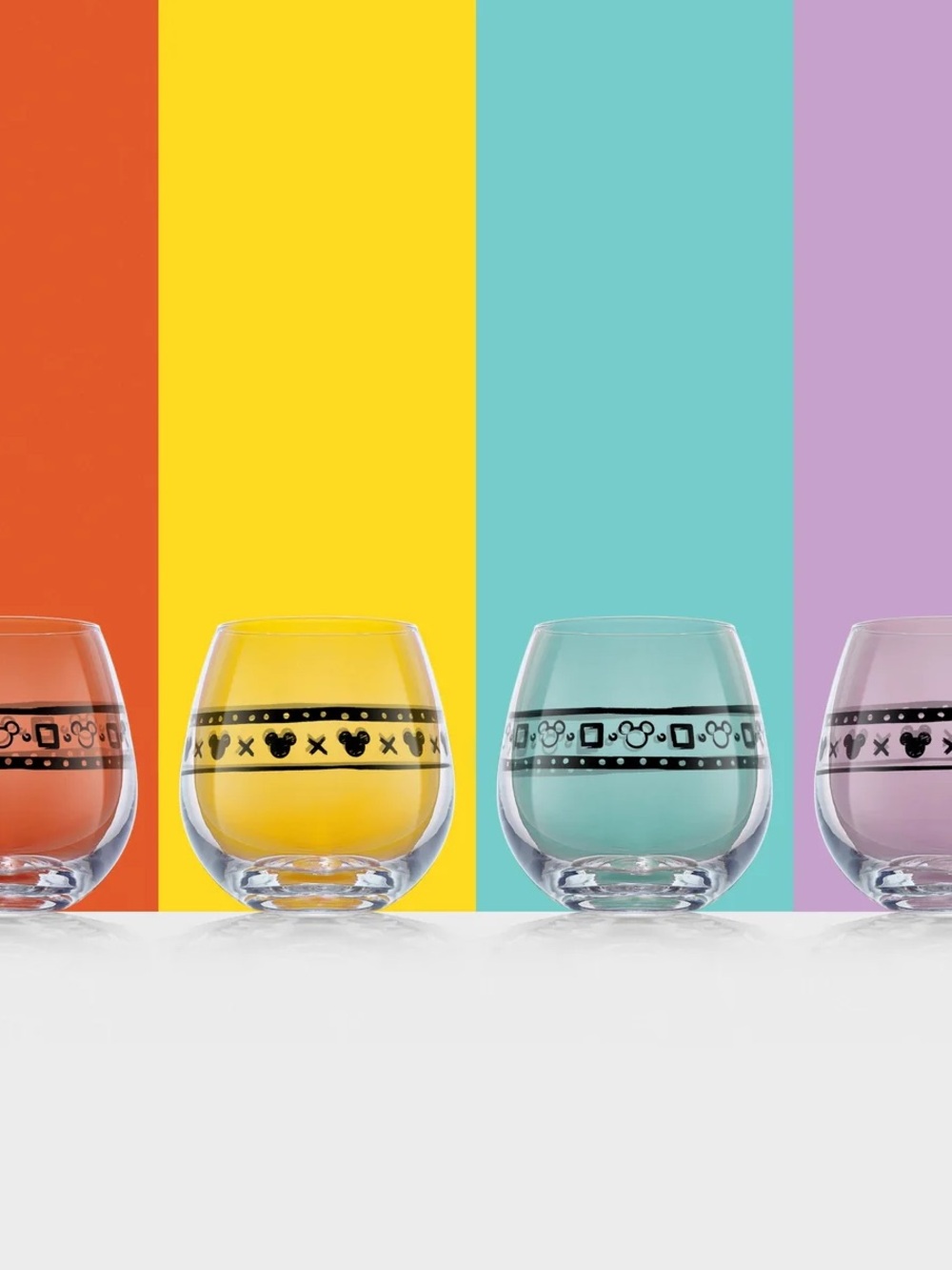 Disney Mickey Mouse Geo Picnic Stemless Wine Glasses